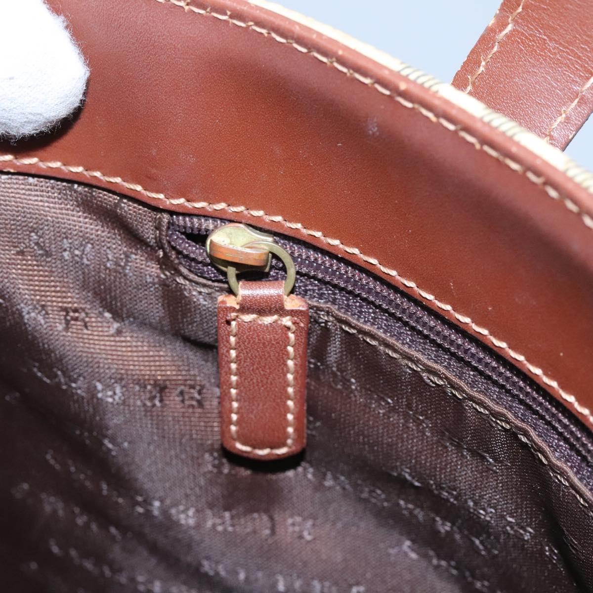 BURBERRY Nova Check Hand Bag PVC Beige Brown gold Auth BD438