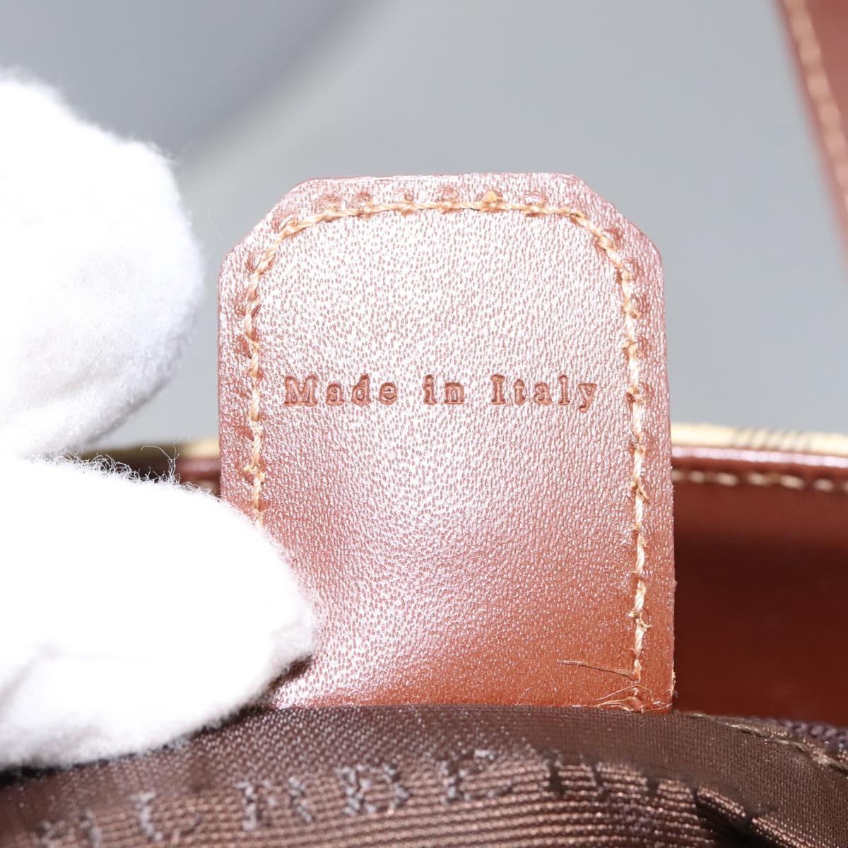 BURBERRY Nova Check Hand Bag PVC Beige Brown gold Auth BD438