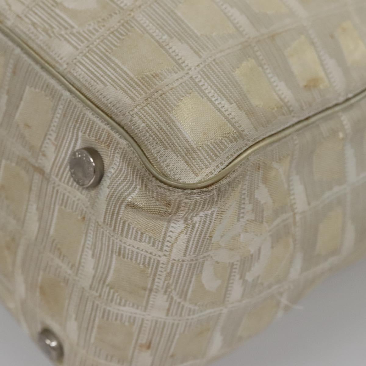 CHANEL New travel line Tote Bag Canvas Beige CC Auth BD439