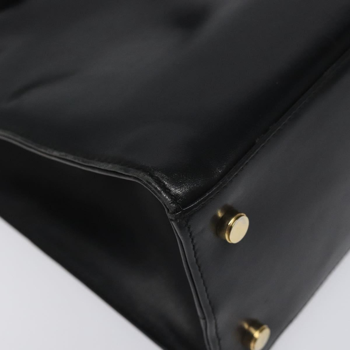 Salvatore Ferragamo Vala Shoulder Bag Leather Black Gold Auth BD443