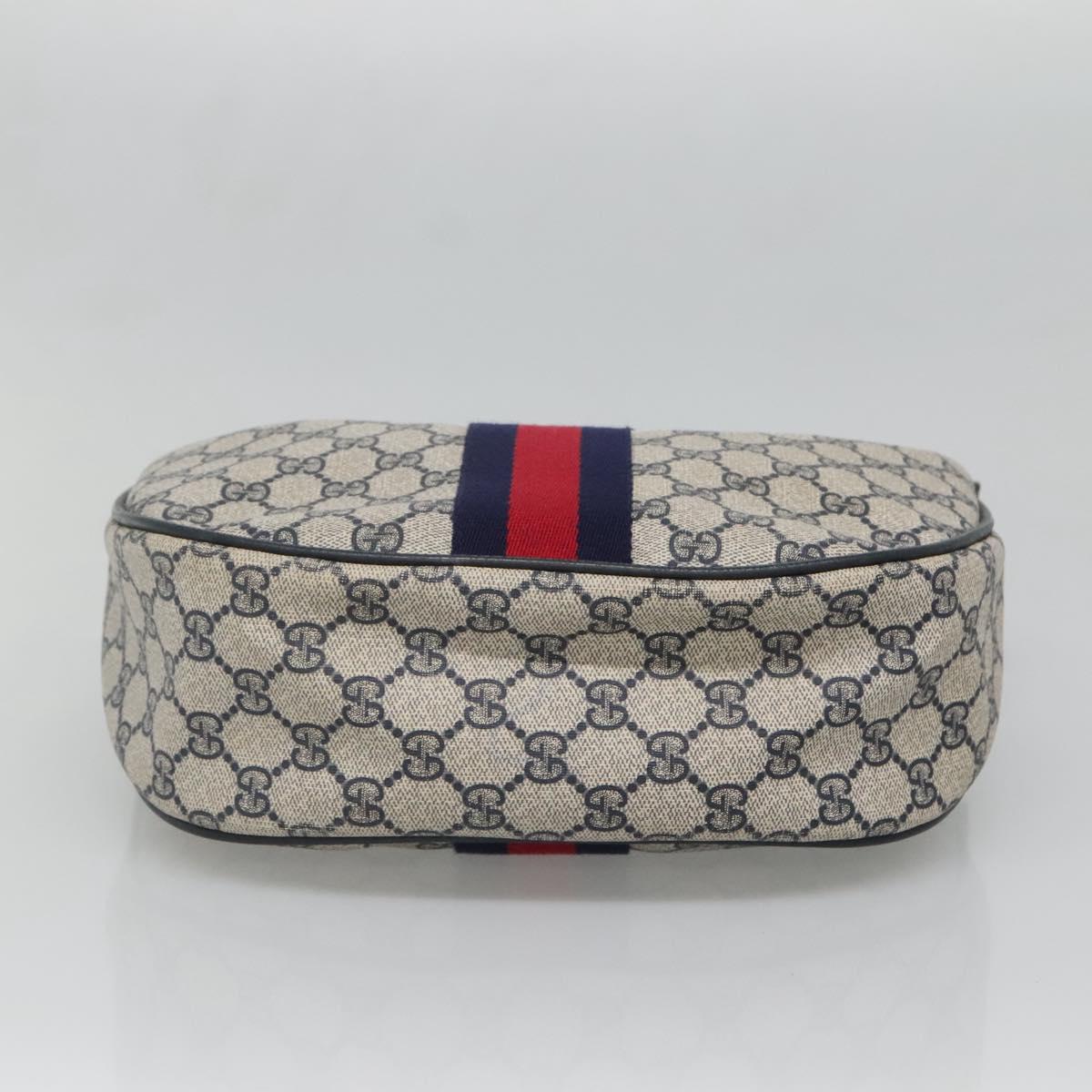 GUCCI GG Supreme Sherry Line Shoulder Bag PVC Navy Red 41 02 008 Auth BD467