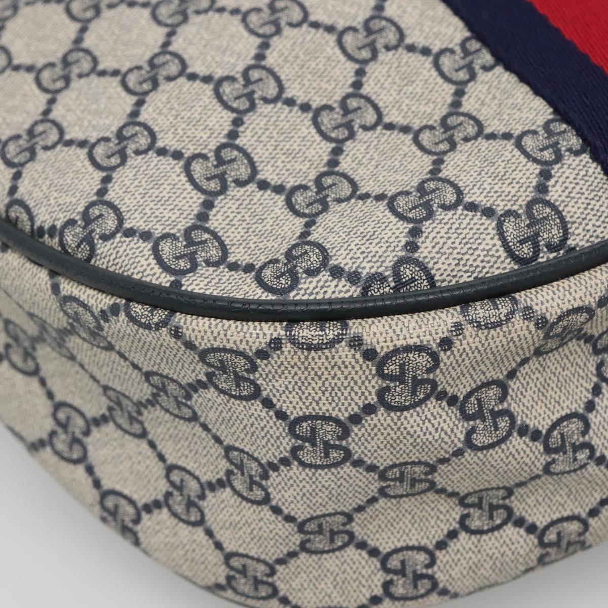 GUCCI GG Supreme Sherry Line Shoulder Bag PVC Navy Red 41 02 008 Auth BD467
