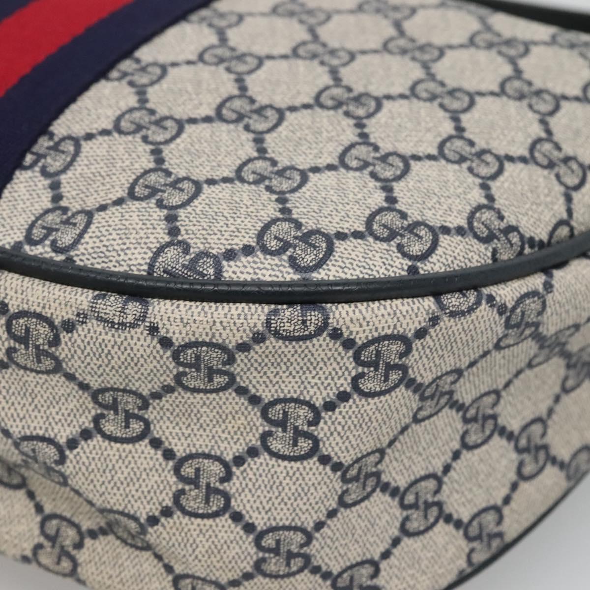 GUCCI GG Supreme Sherry Line Shoulder Bag PVC Navy Red 41 02 008 Auth BD467