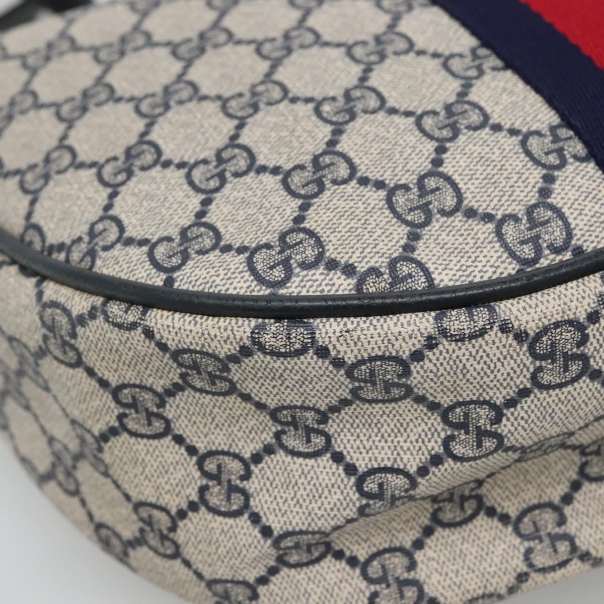 GUCCI GG Supreme Sherry Line Shoulder Bag PVC Navy Red 41 02 008 Auth BD467