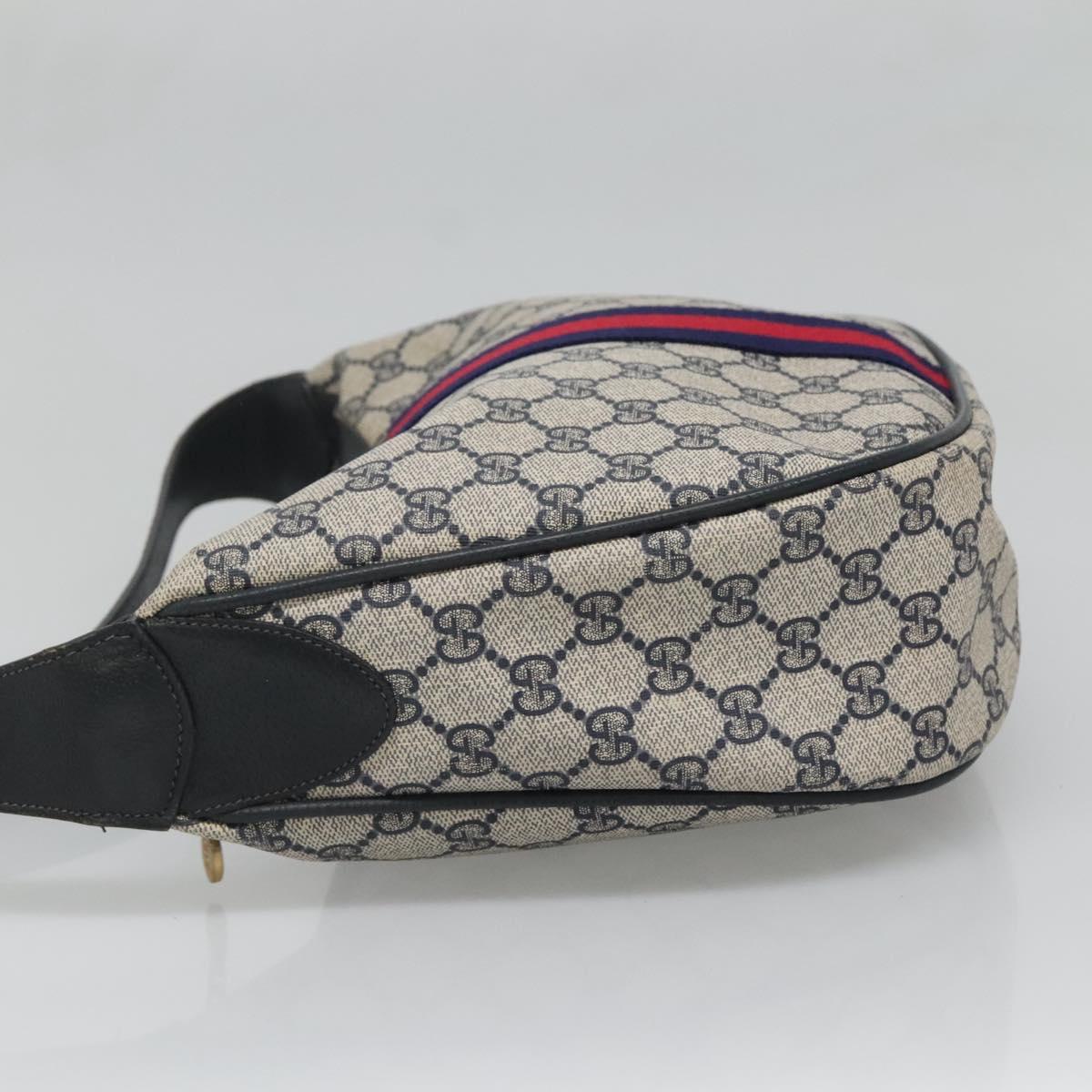 GUCCI GG Supreme Sherry Line Shoulder Bag PVC Navy Red 41 02 008 Auth BD467