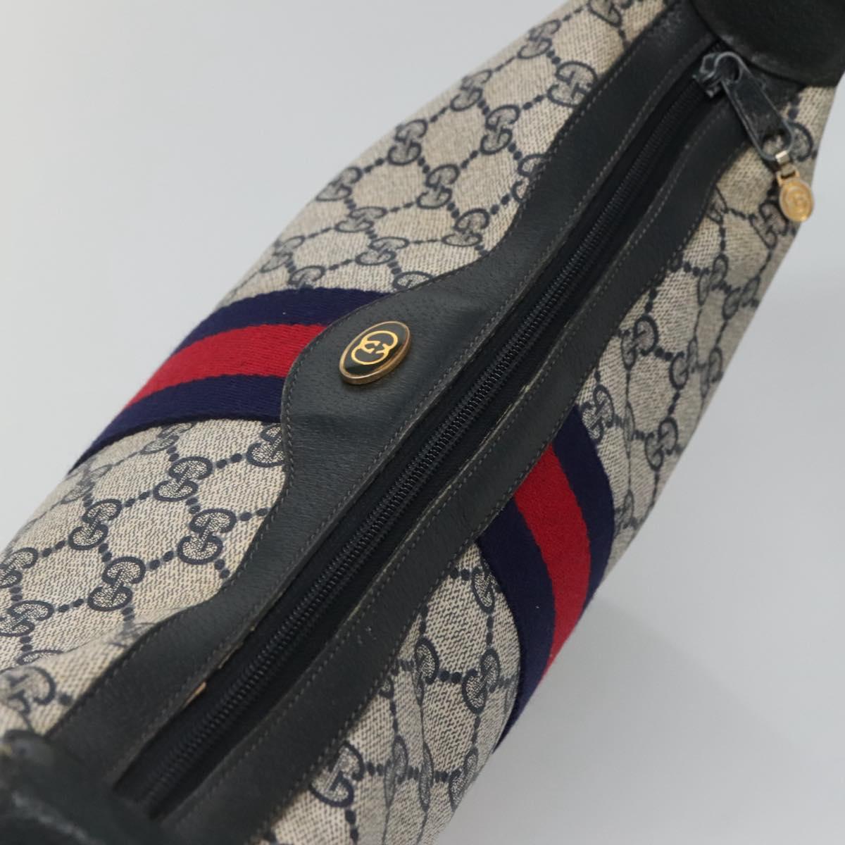 GUCCI GG Supreme Sherry Line Shoulder Bag PVC Navy Red 41 02 008 Auth BD467