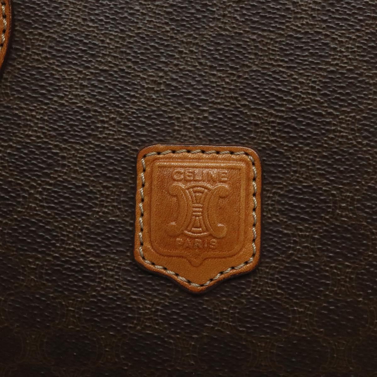 CELINE Macadam Canvas Hand Bag PVC Leather Brown Gold Auth BD487