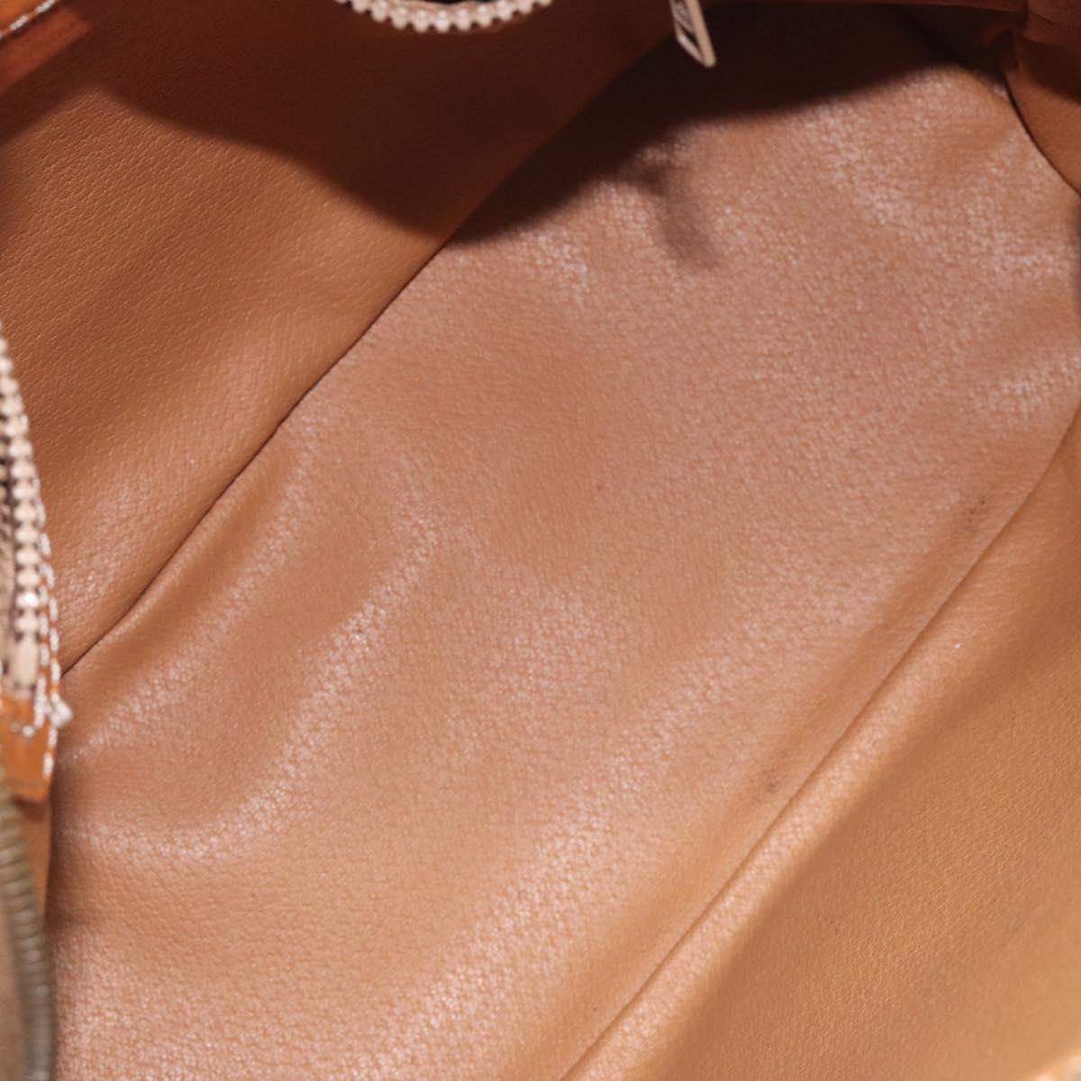 CELINE Macadam Canvas Hand Bag PVC Leather Brown Gold Auth BD487