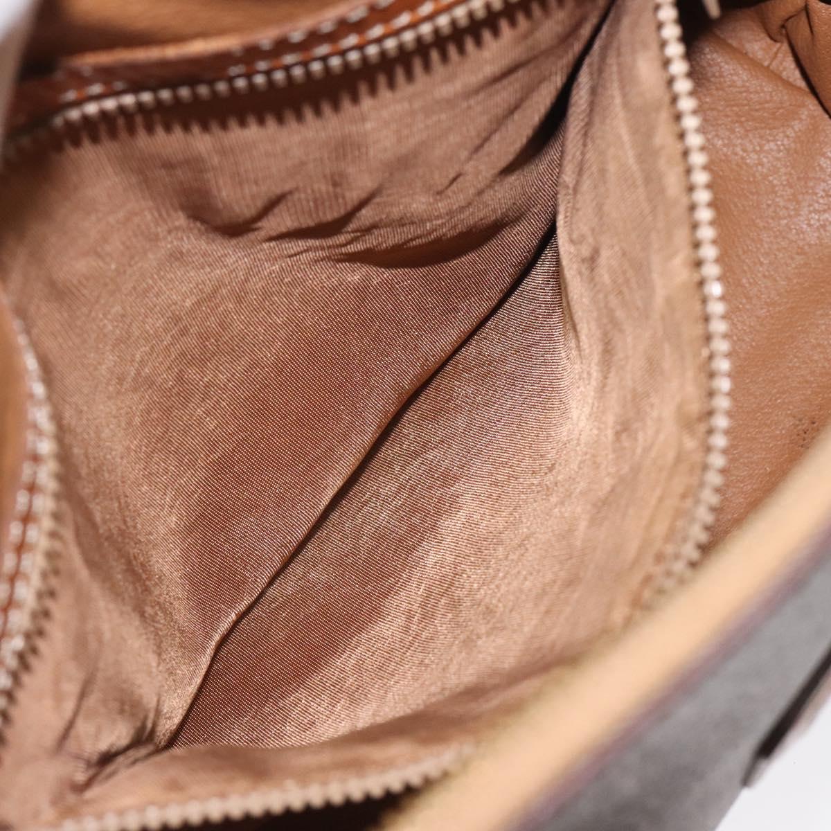 CELINE Macadam Canvas Hand Bag PVC Leather Brown Gold Auth BD487