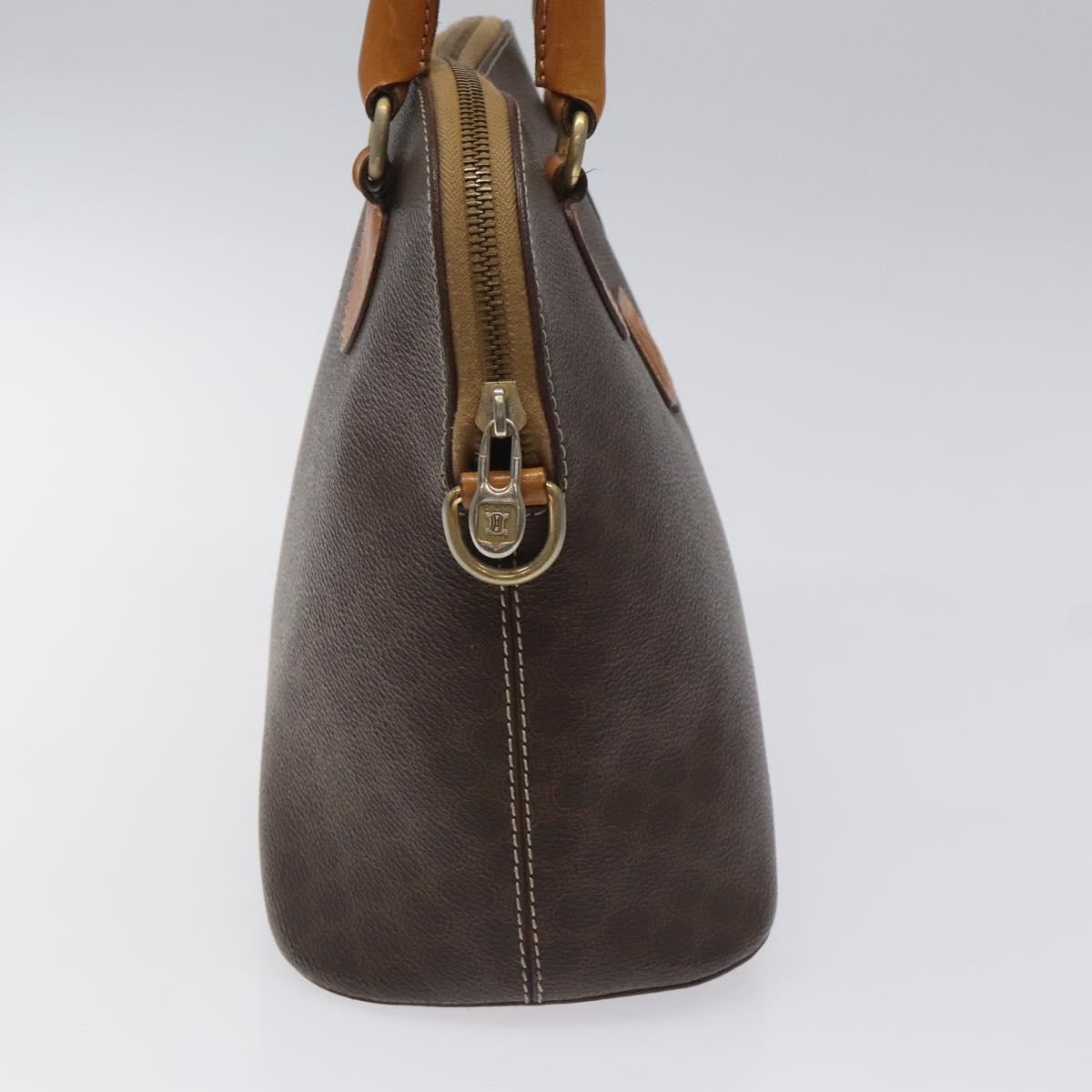 CELINE Macadam Canvas Hand Bag PVC Leather Brown Gold Auth BD487