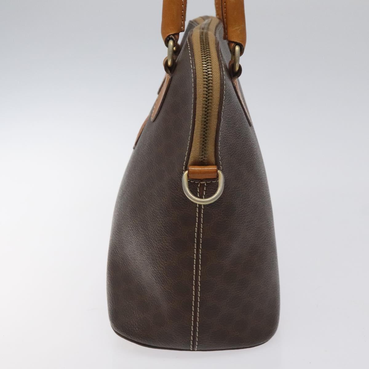 CELINE Macadam Canvas Hand Bag PVC Leather Brown Gold Auth BD487