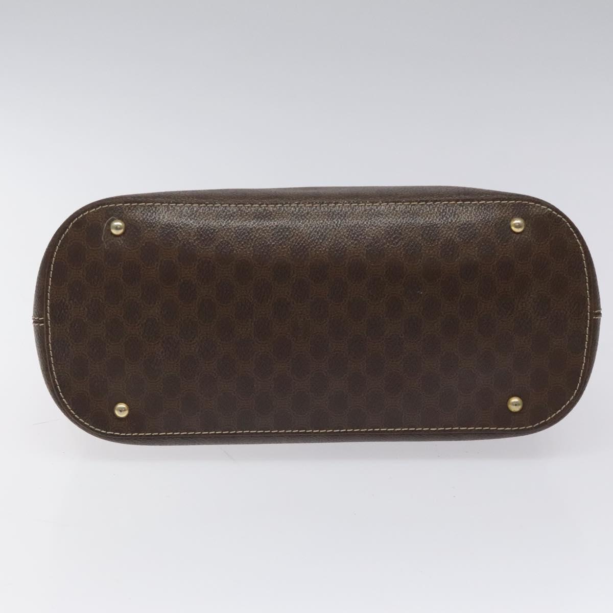 CELINE Macadam Canvas Hand Bag PVC Leather Brown Gold Auth BD487