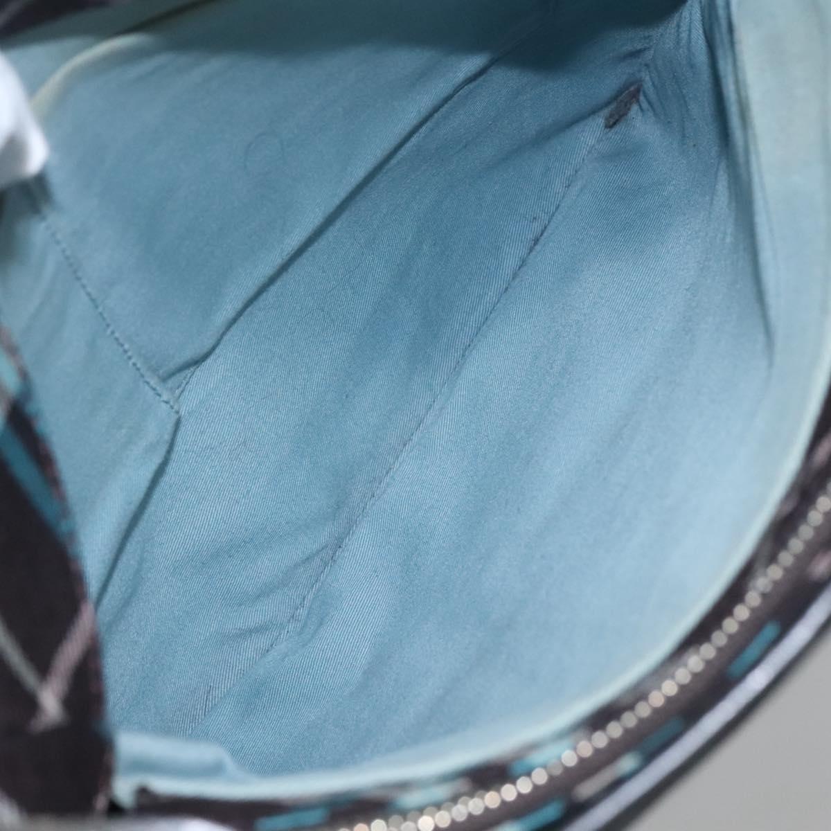 BURBERRY Nova Check Blue Label Shoulder Bag Canvas Blue Silver Auth BD488