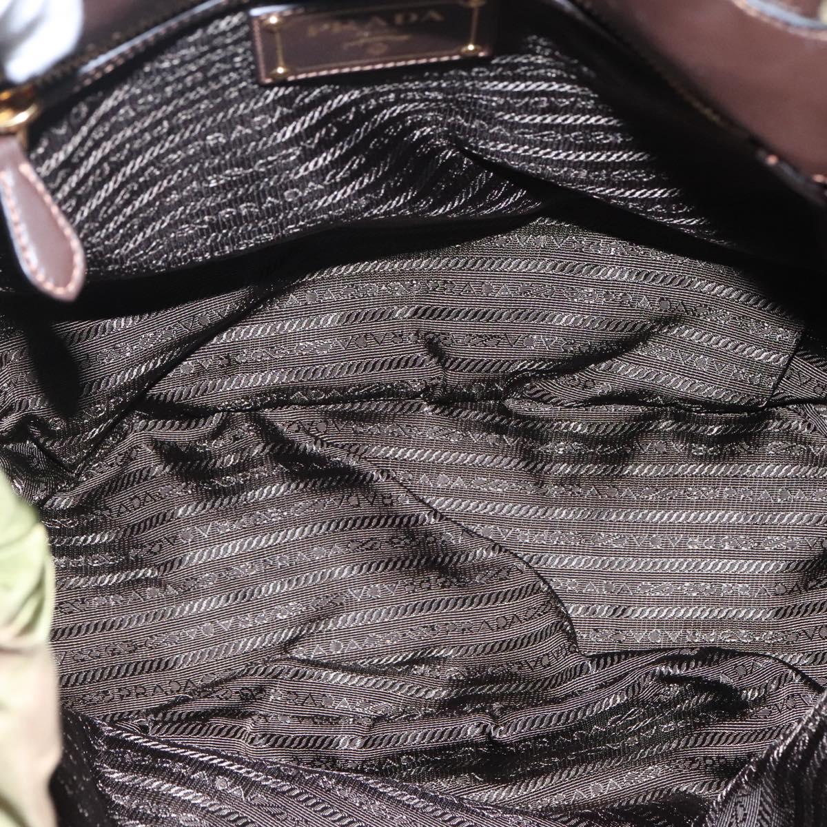 PRADA Tote Bag Nylon Khaki Gold Auth BD489