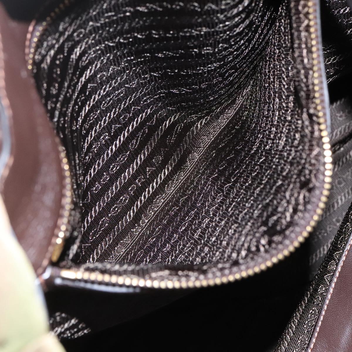 PRADA Tote Bag Nylon Khaki Gold Auth BD489