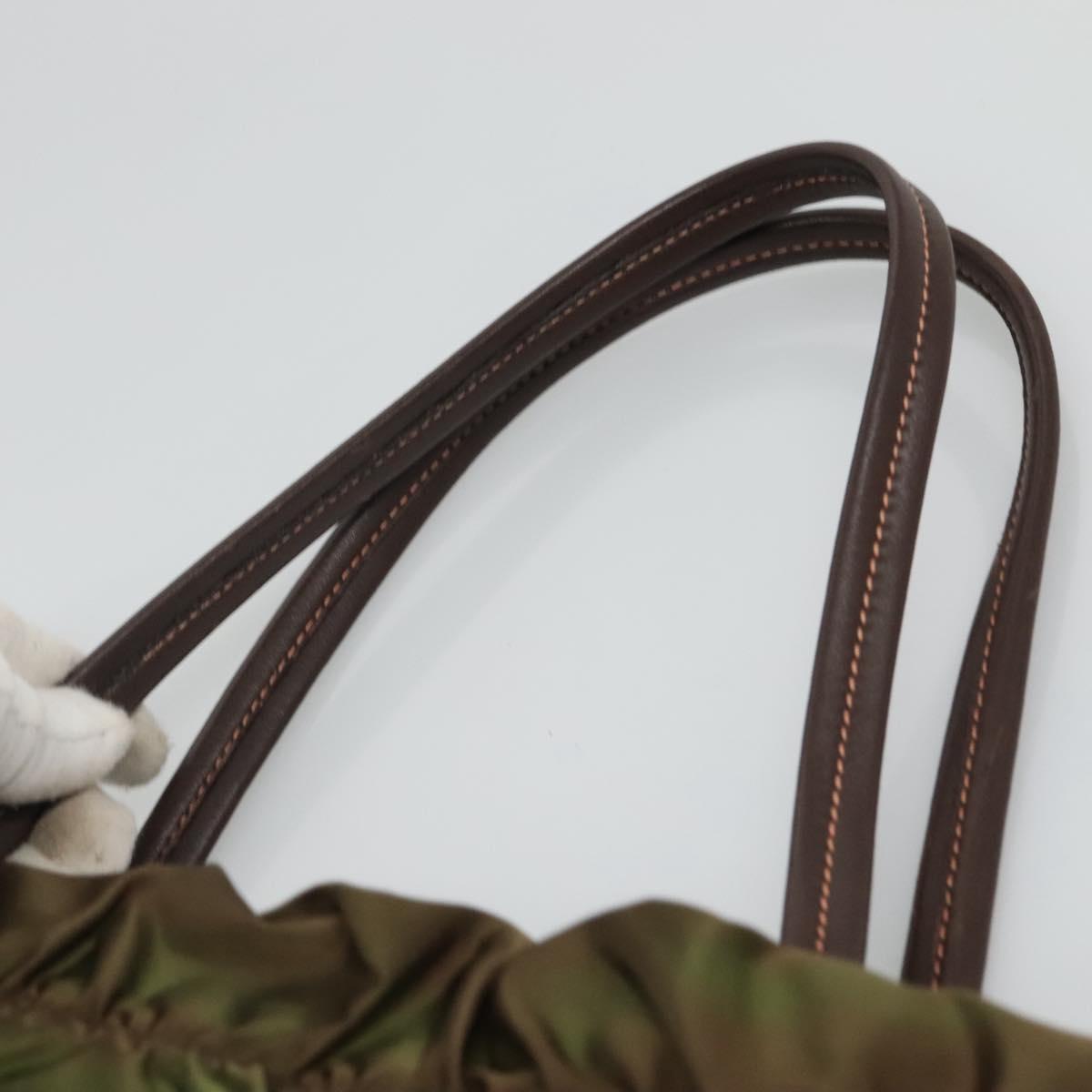 PRADA Tote Bag Nylon Khaki Gold Auth BD489