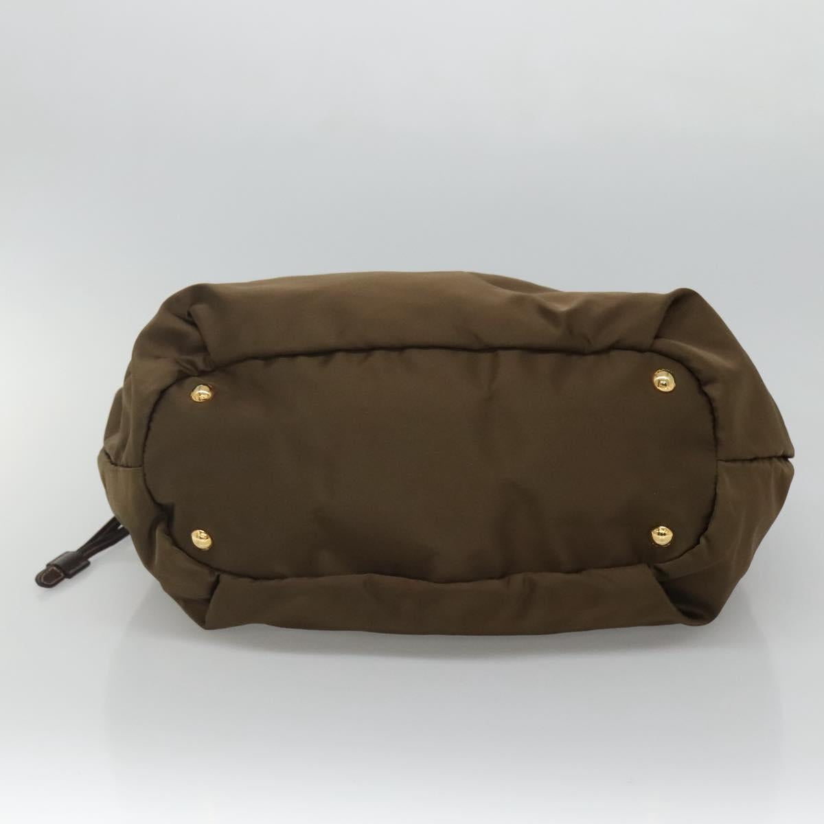 PRADA Tote Bag Nylon Khaki Gold Auth BD489