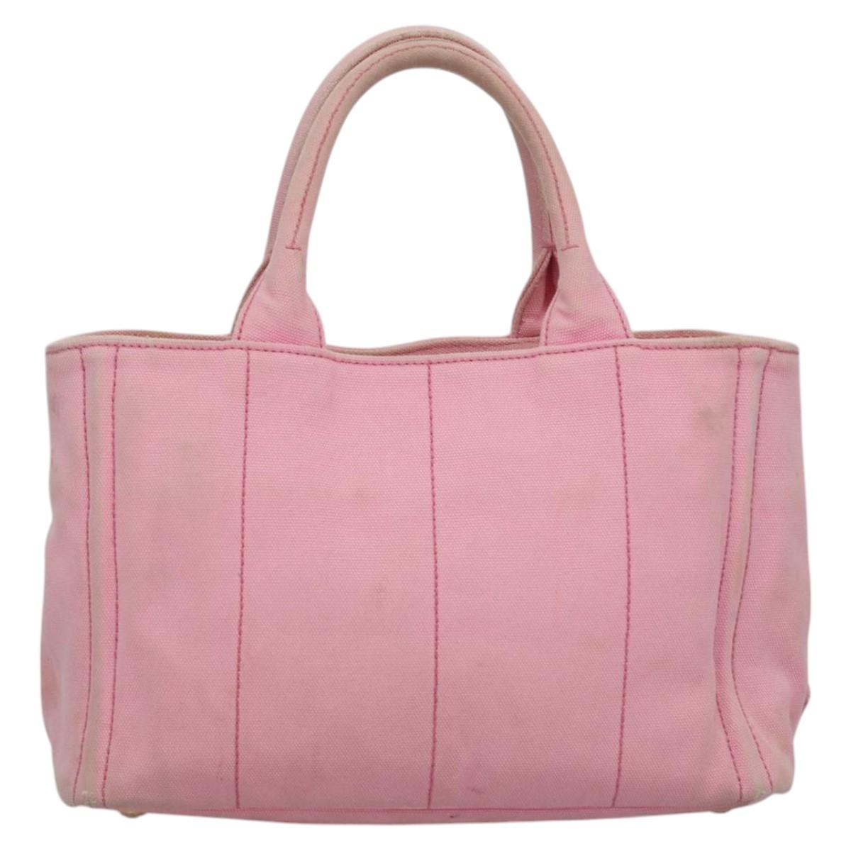 PRADA Canapa PM Hand Bag Denim 2way Pink Gold Auth BD514