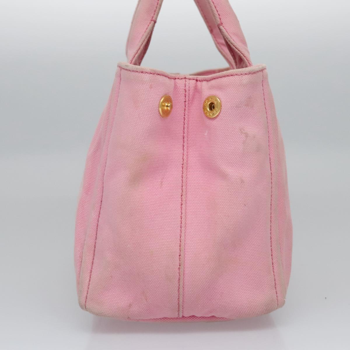 PRADA Canapa PM Hand Bag Denim 2way Pink Gold Auth BD514