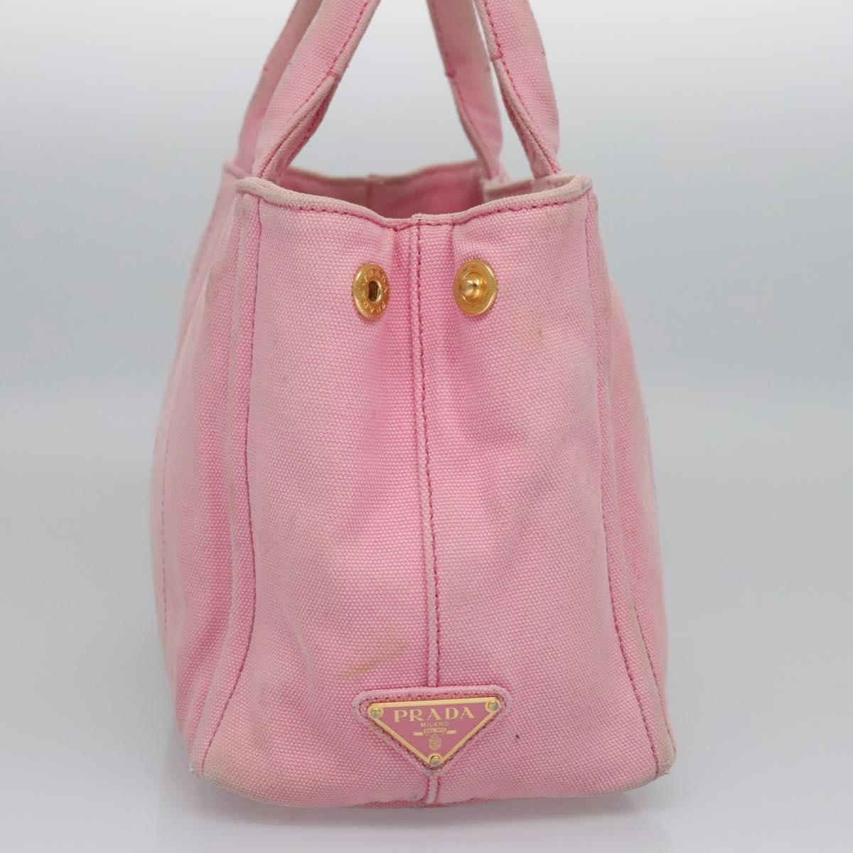 PRADA Canapa PM Hand Bag Denim 2way Pink Gold Auth BD514