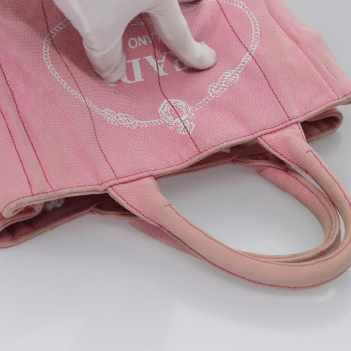 PRADA Canapa PM Hand Bag Denim 2way Pink Gold Auth BD514