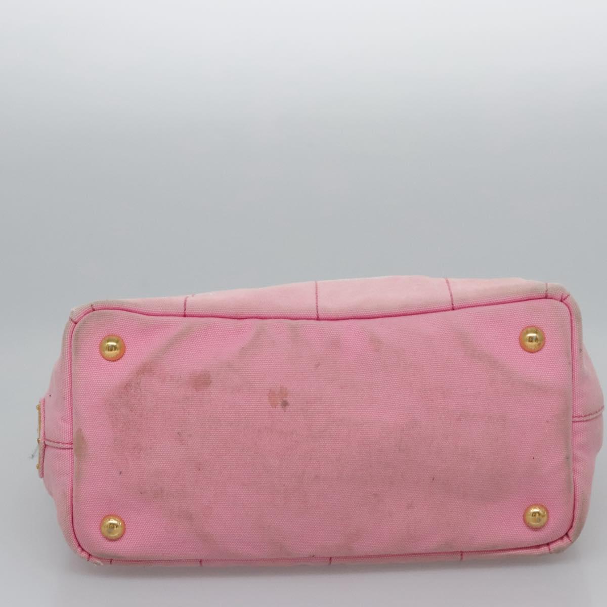 PRADA Canapa PM Hand Bag Denim 2way Pink Gold Auth BD514