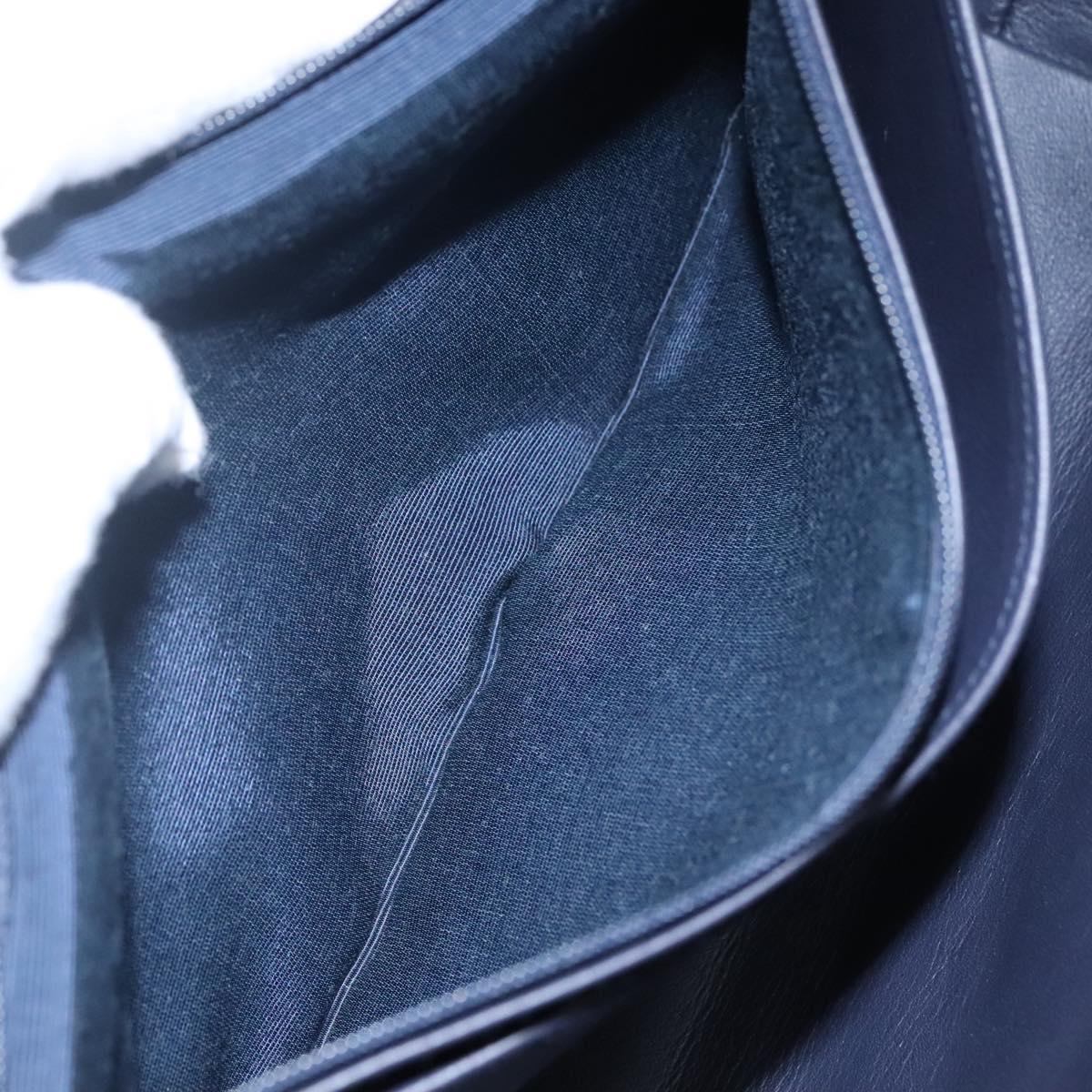 CHANEL Bicolore Deca Coco Chain Shoulder Bag Lamb Skin Navy Gold CC Auth BD569