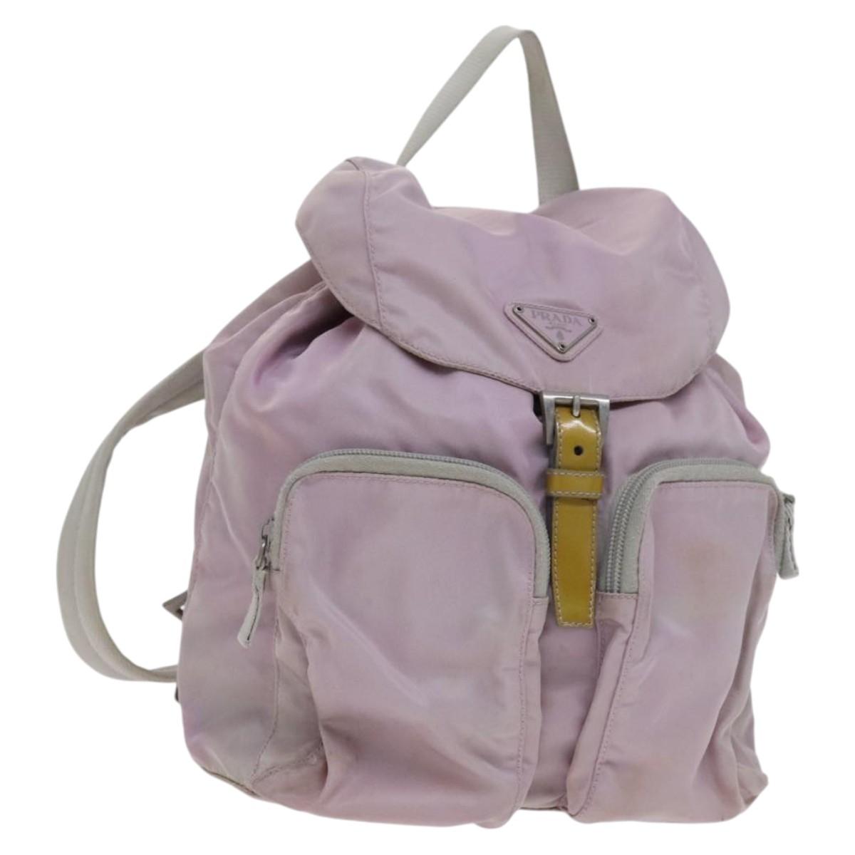 PRADA Backpack Nylon Pink Silver Auth BD597