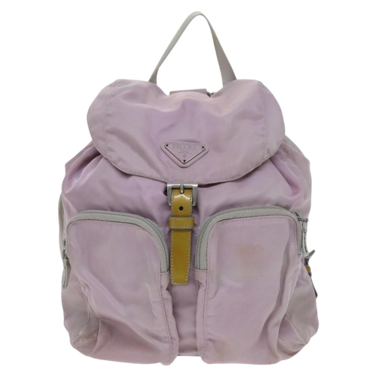 PRADA Backpack Nylon Pink Silver Auth BD597