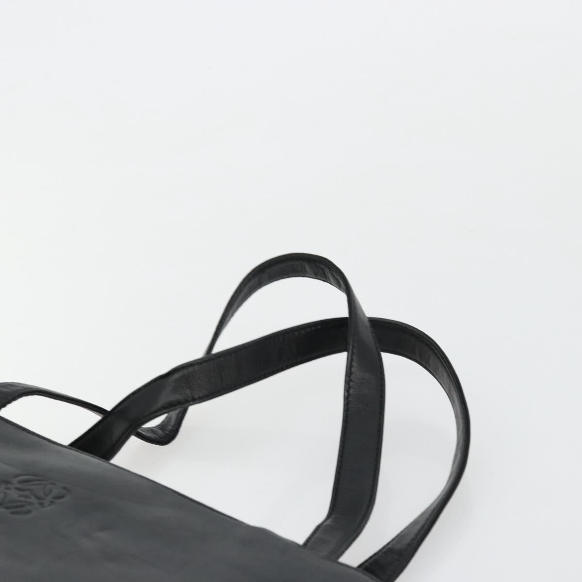 LOEWE Anagram Tote Bag Leather Black Gold Auth BD622