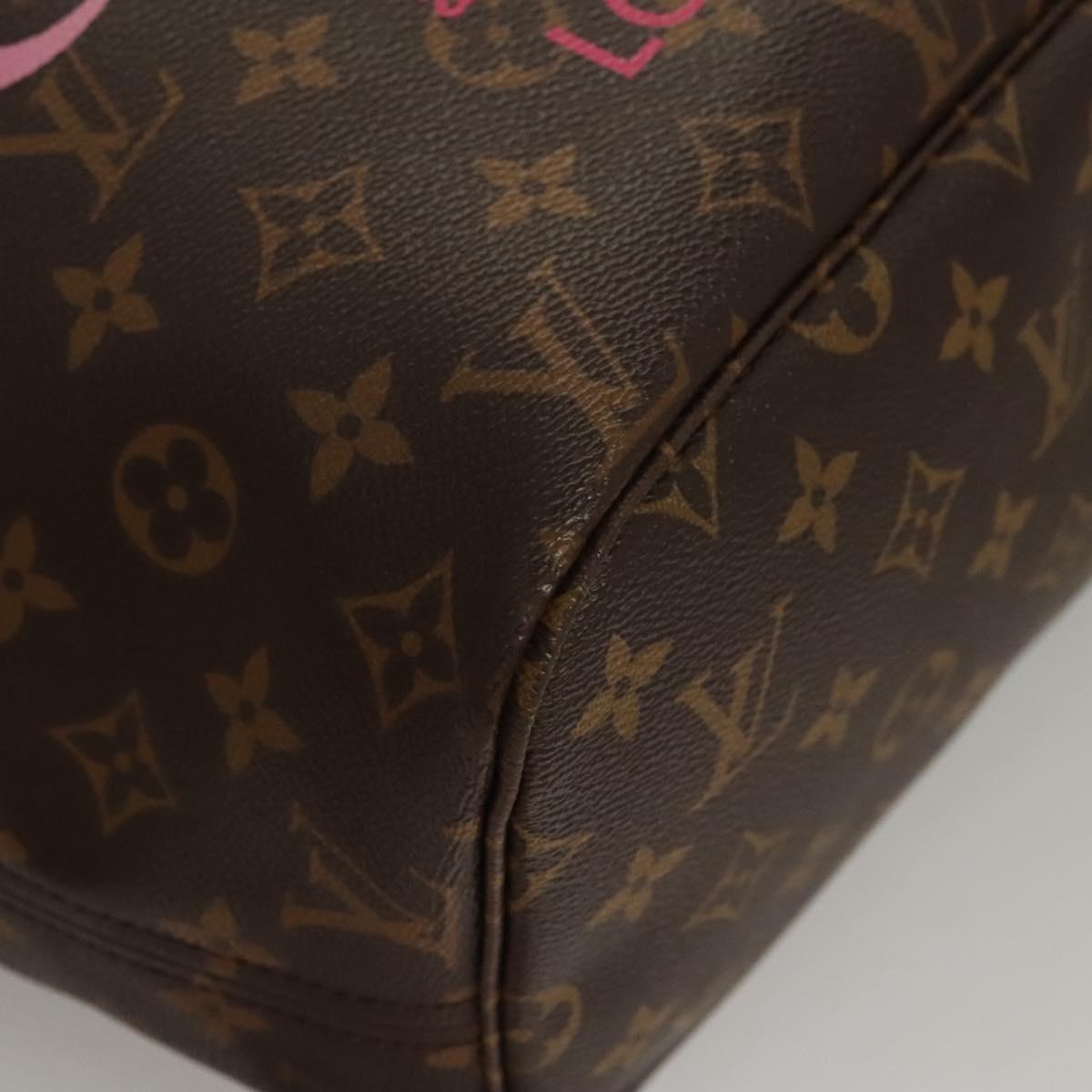 LOUIS VUITTON Monogram V Line Neverfull MM Tote Bag Pink LV Auth BD681A