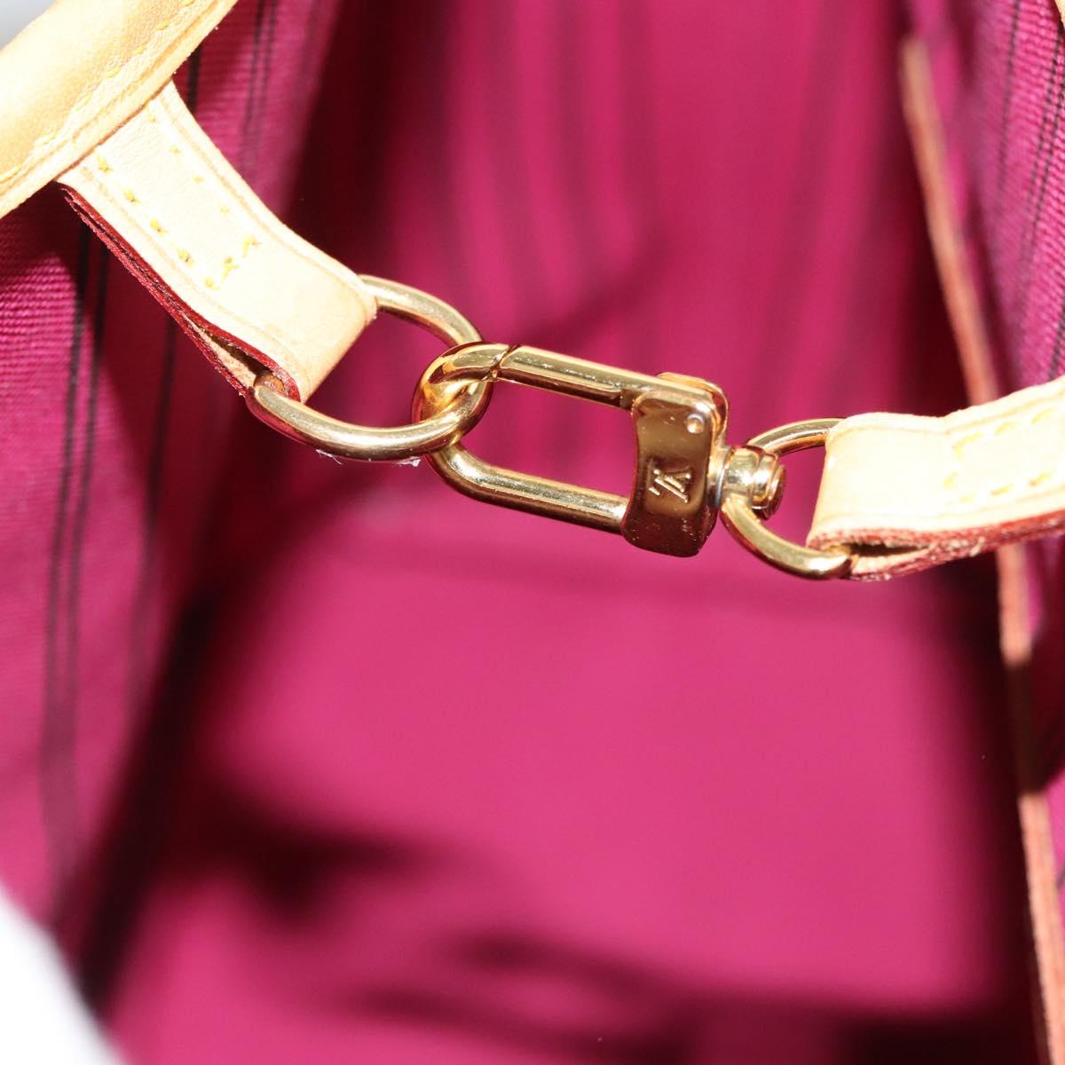 LOUIS VUITTON Monogram V Line Neverfull MM Tote Bag Pink LV Auth BD681A