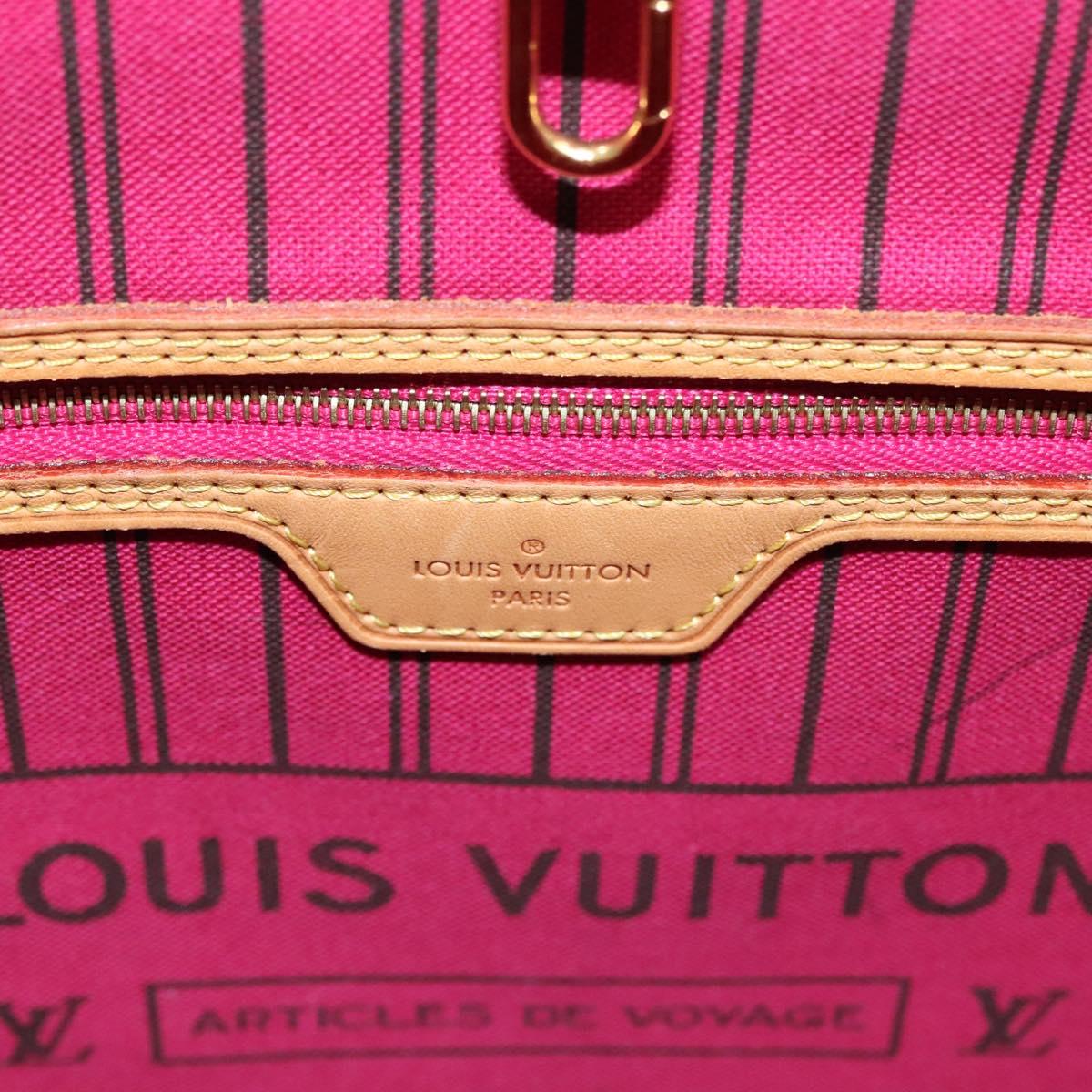LOUIS VUITTON Monogram V Line Neverfull MM Tote Bag Pink LV Auth BD681A