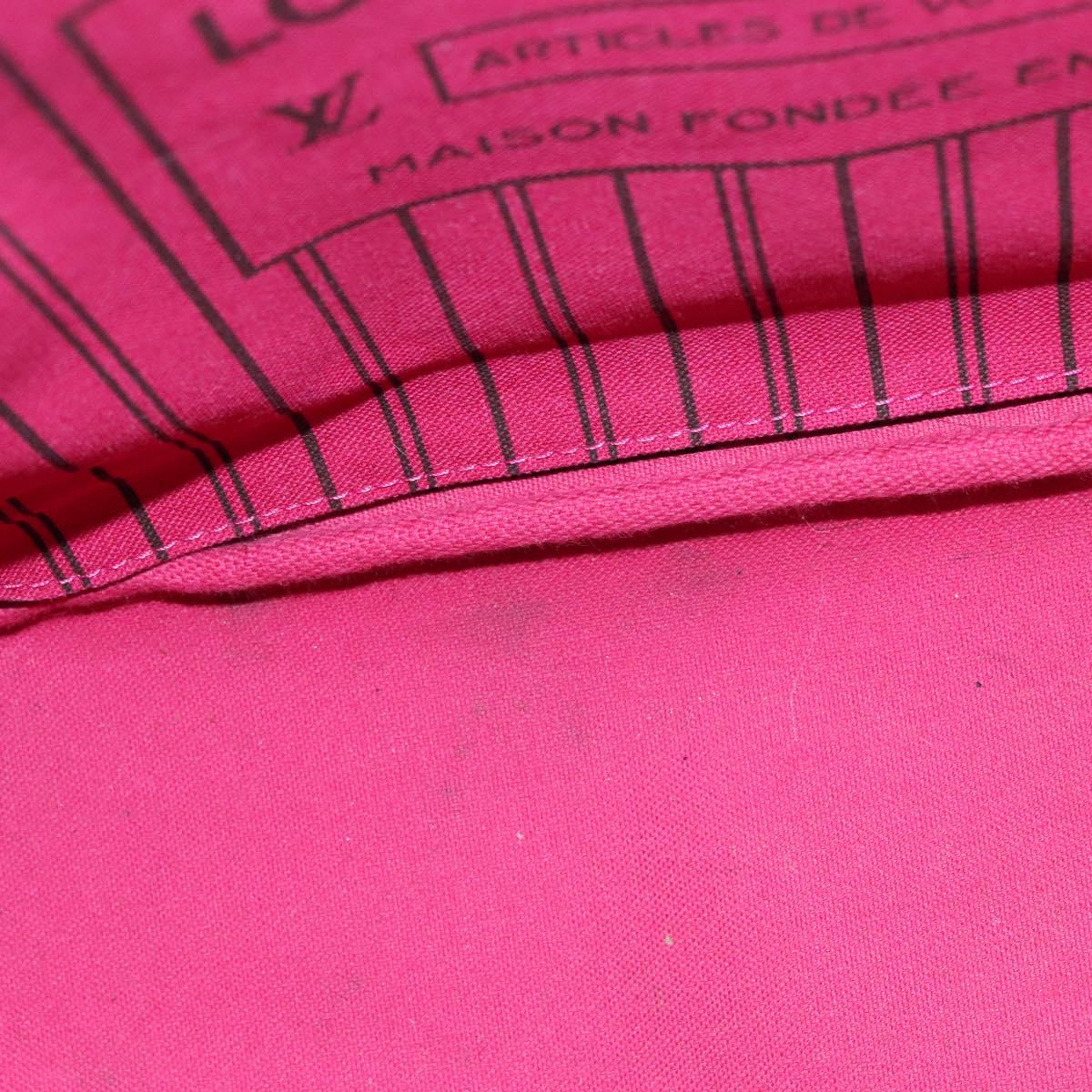 LOUIS VUITTON Monogram V Line Neverfull MM Tote Bag Pink LV Auth BD681A
