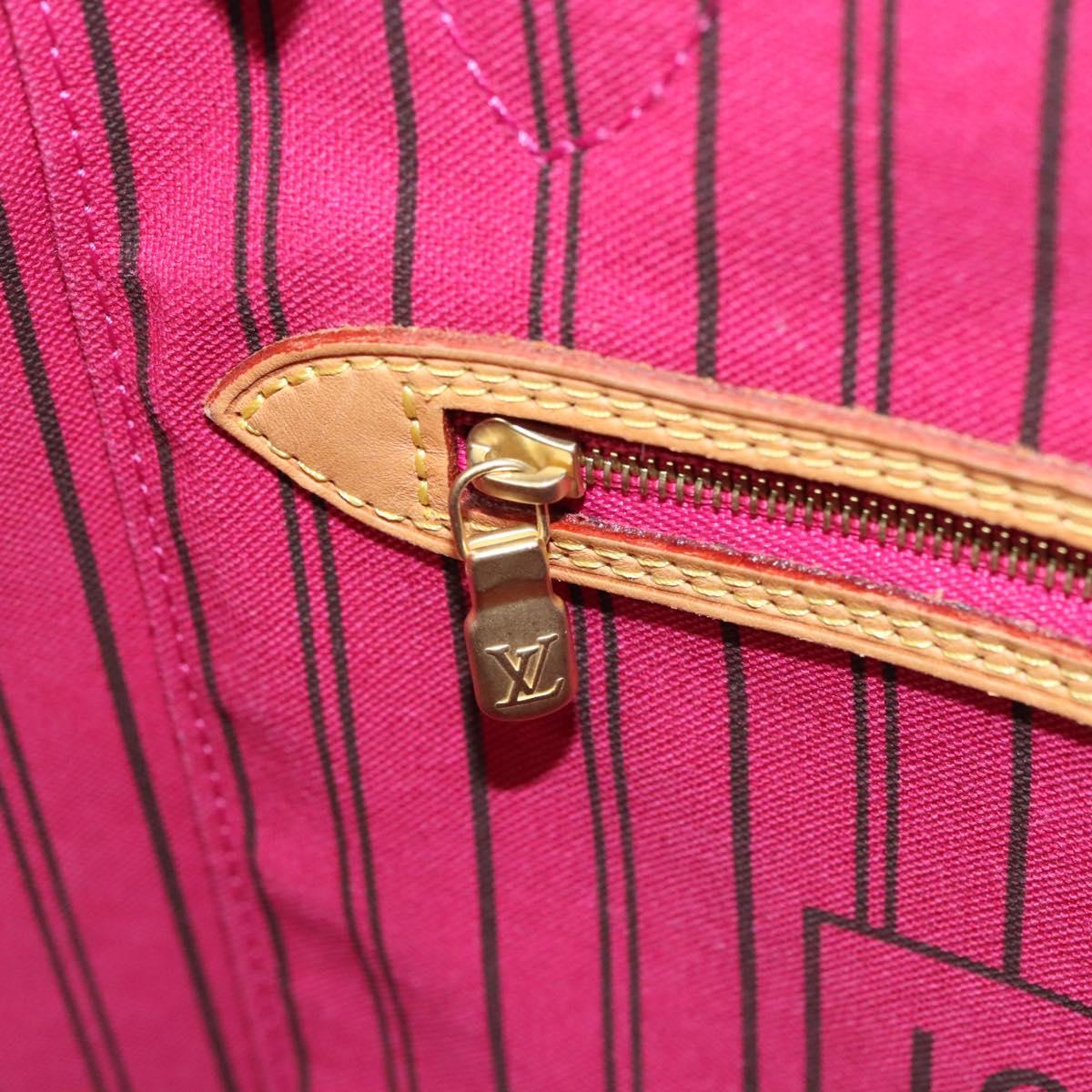 LOUIS VUITTON Monogram V Line Neverfull MM Tote Bag Pink LV Auth BD681A