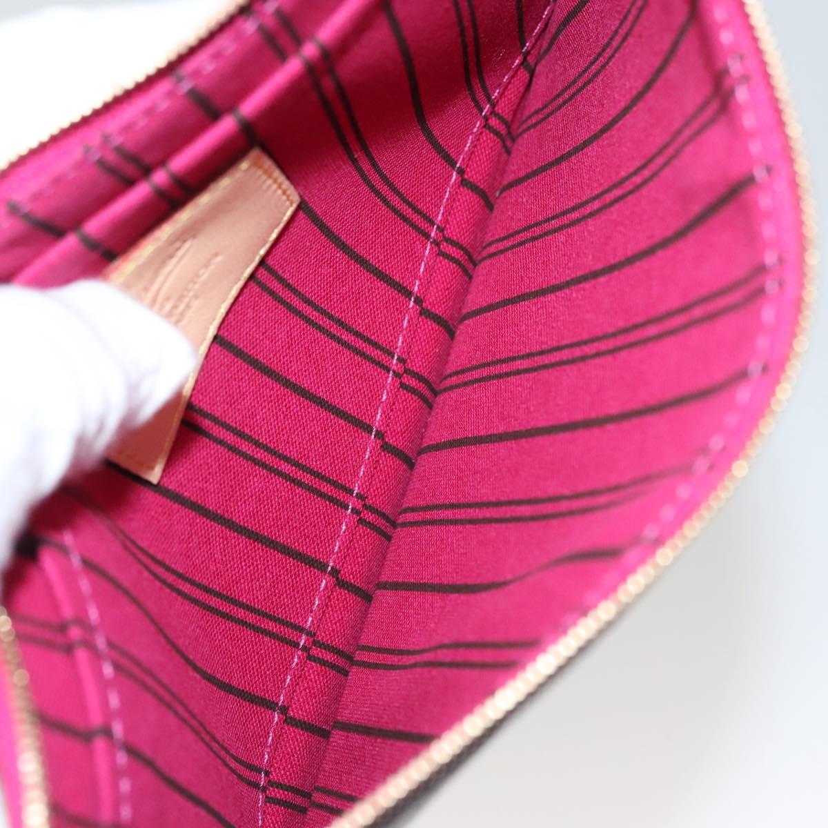 LOUIS VUITTON Monogram V Line Neverfull MM Tote Bag Pink LV Auth BD681A