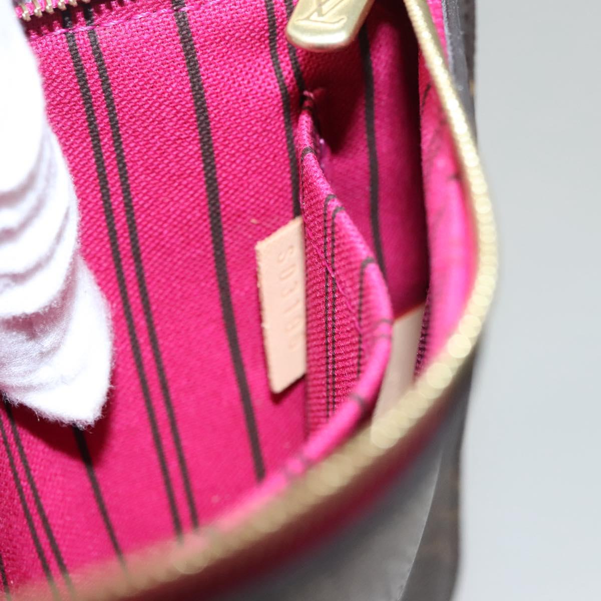 LOUIS VUITTON Monogram V Line Neverfull MM Tote Bag Pink LV Auth BD681A