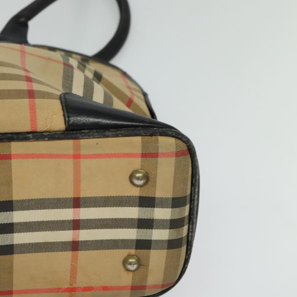 Burberrys Nova Check Tote Bag Canvas Beige Gold Auth BD686