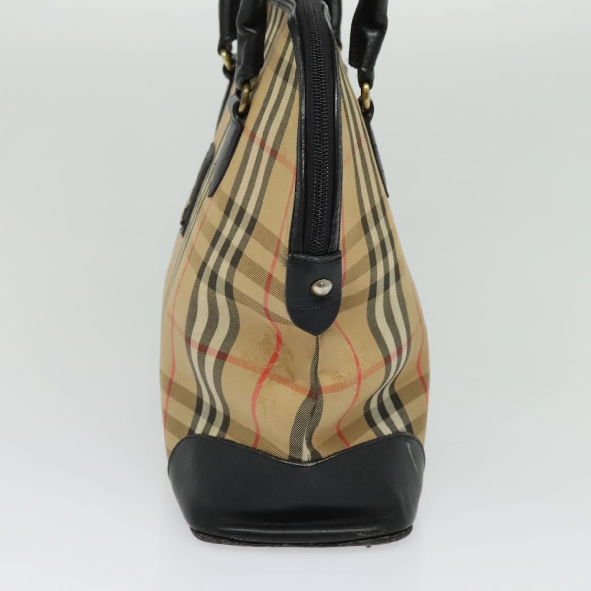 Burberrys Nova Check Tote Bag Canvas Beige Gold Auth BD686