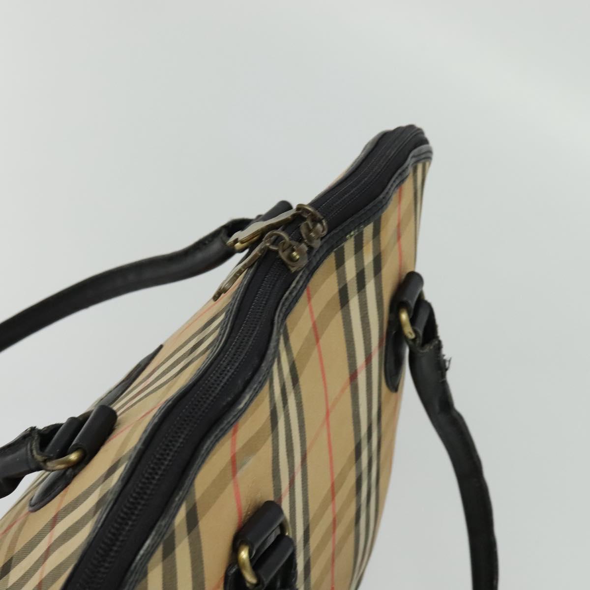 Burberrys Nova Check Tote Bag Canvas Beige Gold Auth BD686