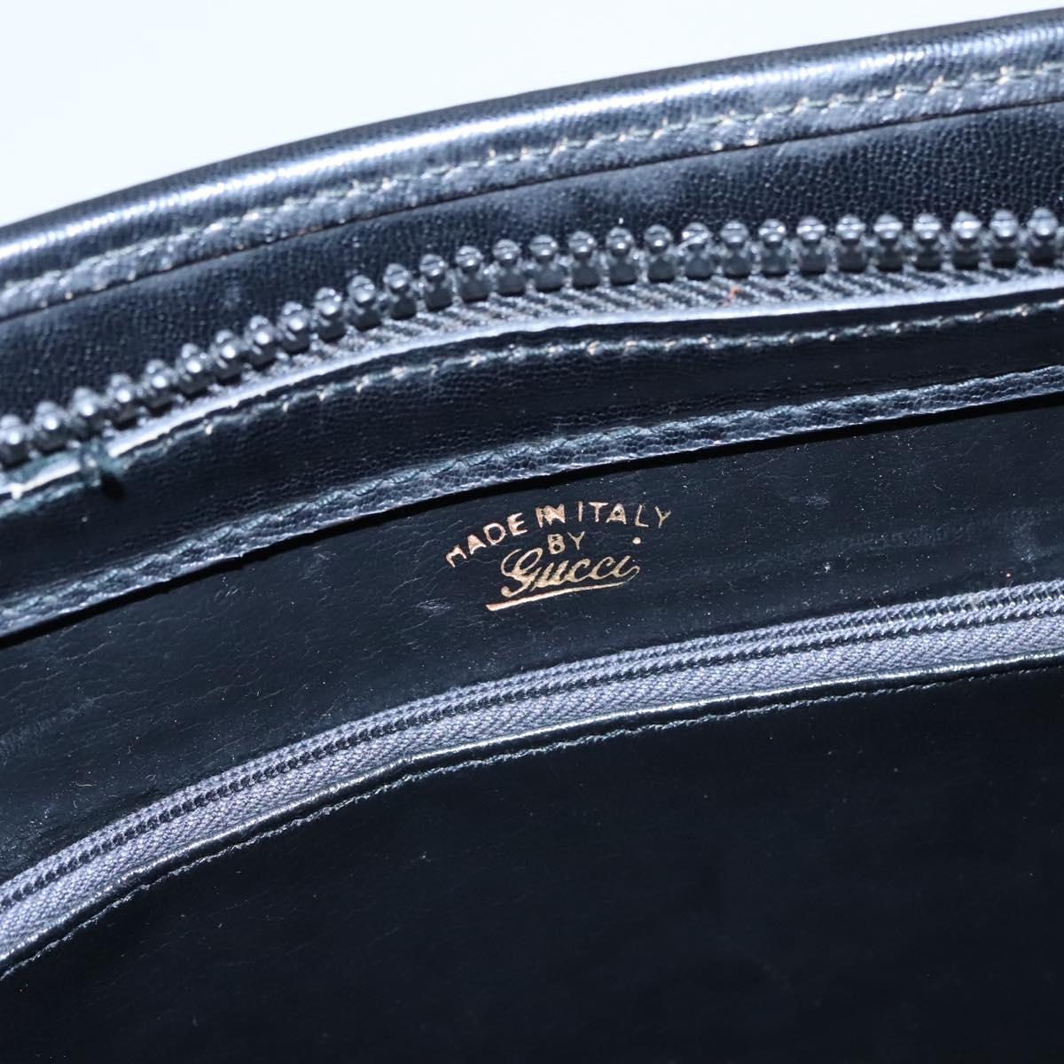 GUCCI Web Sherry Line Hand Bag Leather Black Red Green Auth BD702