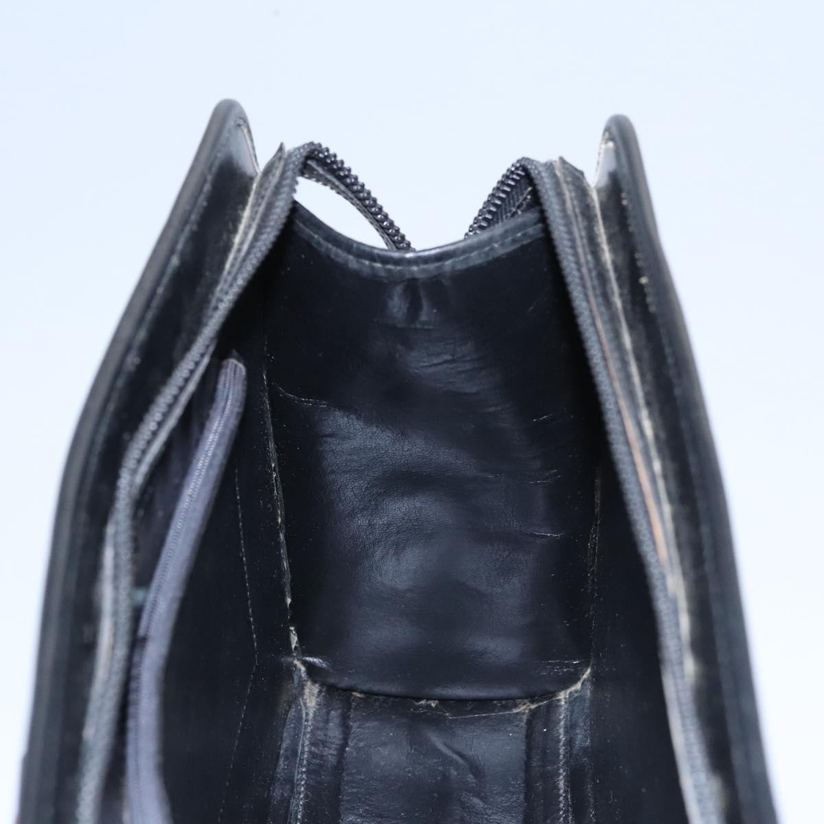 GUCCI Web Sherry Line Hand Bag Leather Black Red Green Auth BD702