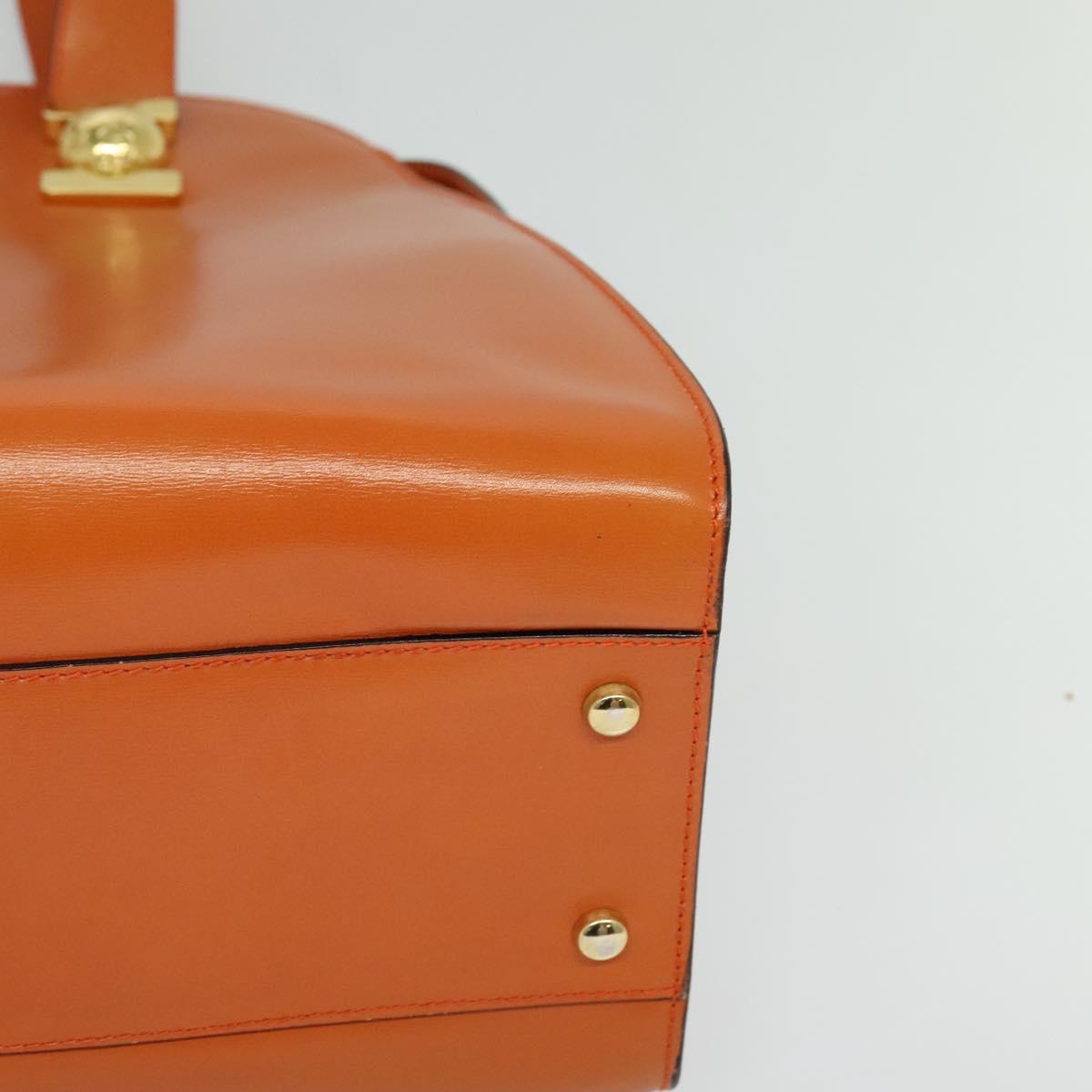 CELINE Tote Bag Leather Gold Orange Auth BD725V