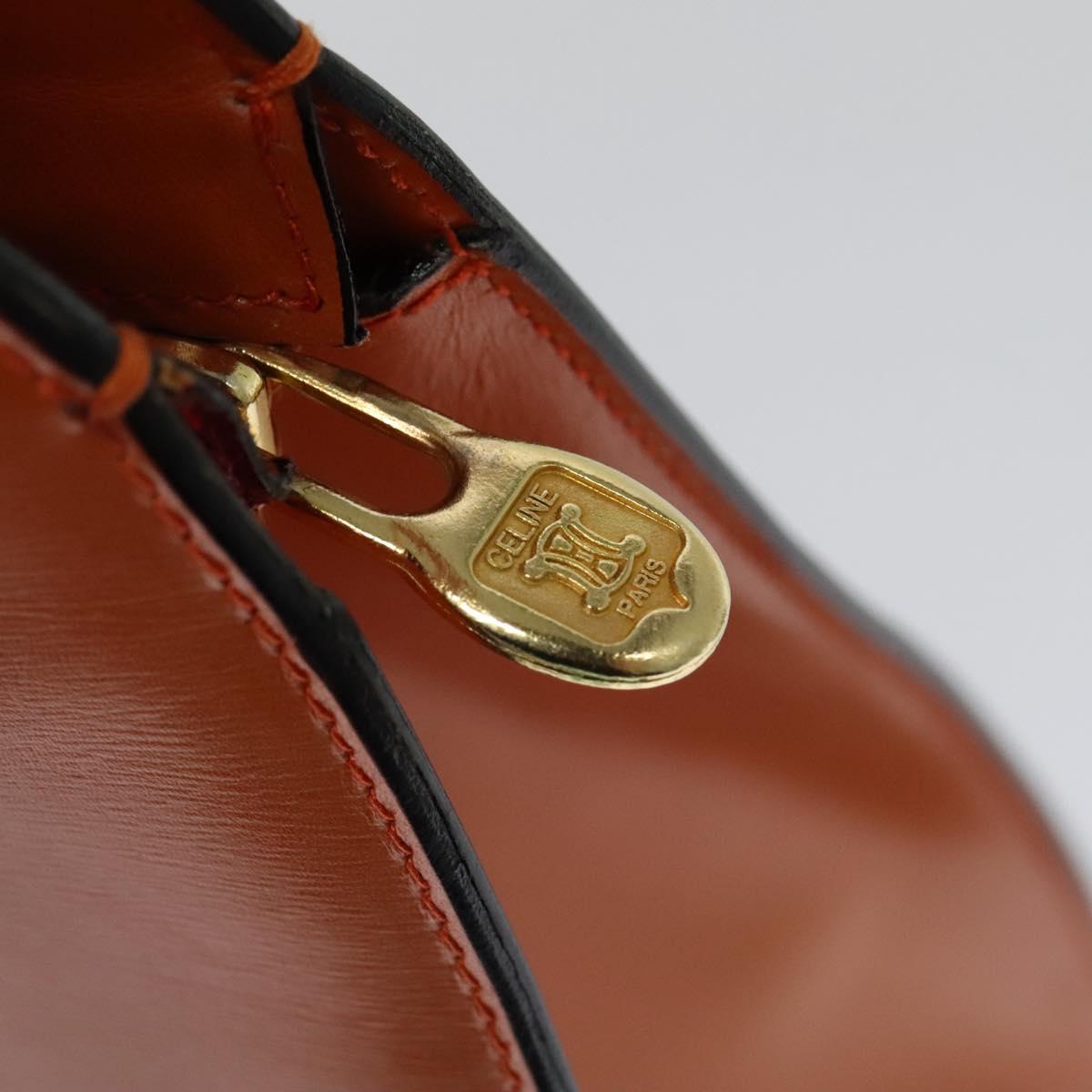CELINE Tote Bag Leather Gold Orange Auth BD725V