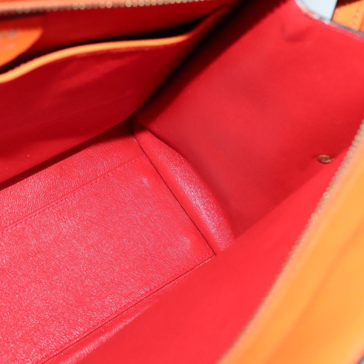 CELINE Tote Bag Leather Gold Orange Auth BD725V