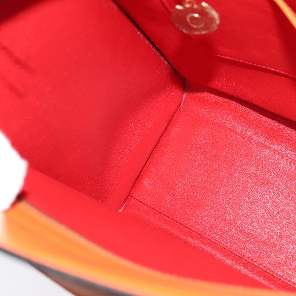 CELINE Tote Bag Leather Gold Orange Auth BD725V