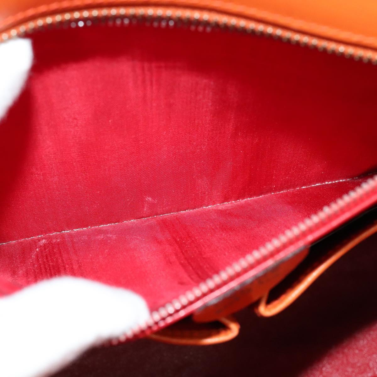 CELINE Tote Bag Leather Gold Orange Auth BD725V