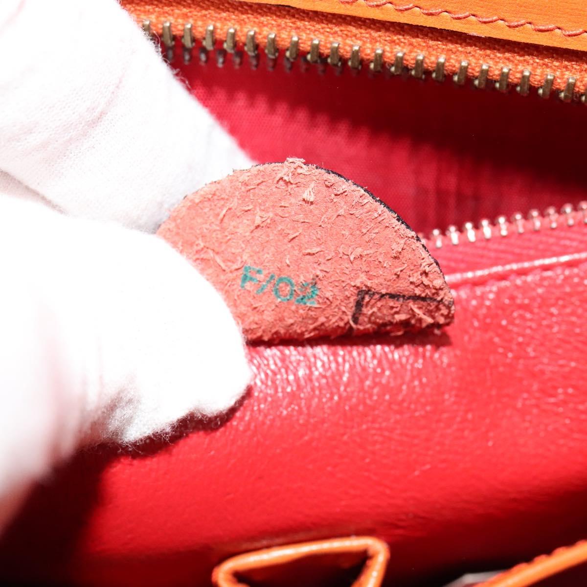 CELINE Tote Bag Leather Gold Orange Auth BD725V