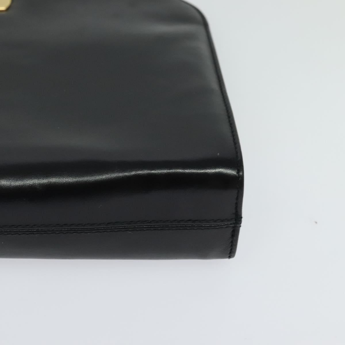 Salvatore Ferragamo Gancini Chain Shoulder Bag Leather Black Gold Auth BD726