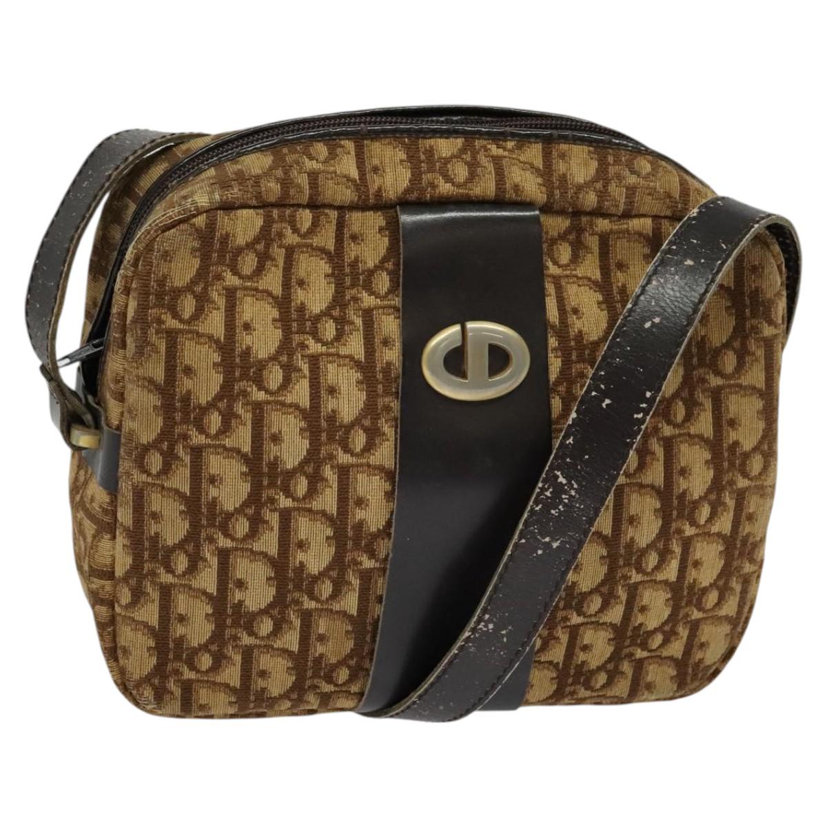 Christian Dior Trotter Canvas Shoulder Bag Brown Auth BD734